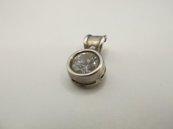 Sterling Pendant With Large Clear Rhinestone  3.95g
