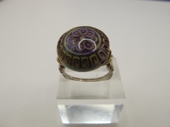 Sterling Ring With Brown Mood Ring Bead 3.33g  Size 7