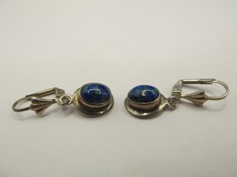 Marbled Bead In Sterling Drop Earrings 4.08g
