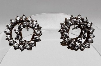 Rhinestone Gold Over Sterling Silver Earrings 9 G