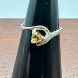 Citrine Heart & Sterling Silver Ring - 1.32 Grams - Size 7