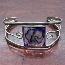 Abalone & Sterling Silver Cuff Bracelet - 12.15 Grams