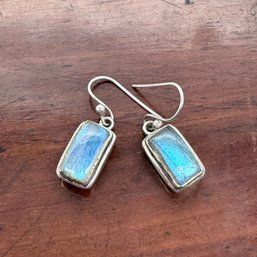 Roman Glass & Sterling Dangle Earrings - 6.24 Grams