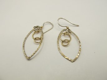 Modern Two-toned Sterling Dangle Earrings 1.71g