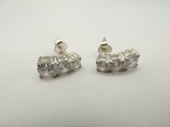 Sterling Stacked Rhinestone Earrings 2.50g