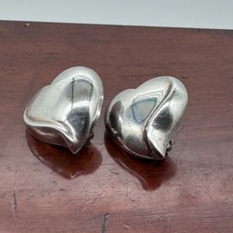 Jon Dell Sterling Heart Clip Post Earrings - 13.61 Grams