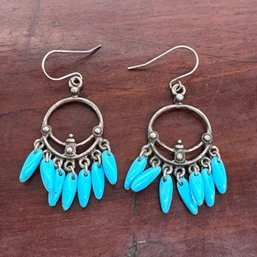 Sterling Silver Dangle Earrings With Resin Fringe - 5.96 Grams