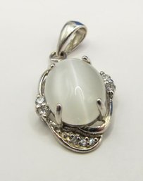White Opaque Stone Encased In Sterling 1.66g
