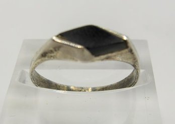 MEXICO Sterling Ring With Modern Black Inlay 1.81g  Size 6