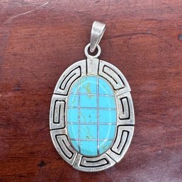 Taxco Turquoise Sterling Silver Pendant - 15.31 Grams