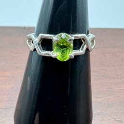 Oval Peridot Sterling Ring - 2.34 Grams - About 7.75