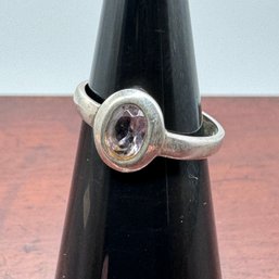 Bezel Set Pale Amethyst Ring - Sterling - 1.78 Grams - Size 5.25