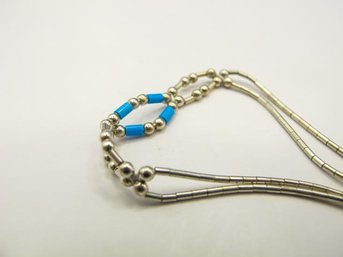 Sterling Bracelet With Turquoise Bead And Ball 2.60g