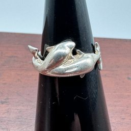 Sterling Silver Dolphin Ring - 3.66 Grams - Size 6.25