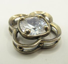 Sterling Pendant With Large Center Rhinestone 4.23g