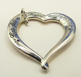 Two Toned Sterling Heart Pendant With Inscription 5.35g
