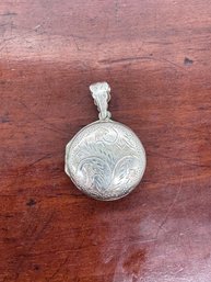 Engraved Round Sterling Silver Locket - 4.76 Grams