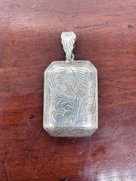 Engraved Rectangular Sterling Locket - 9.25 Grams