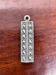 Marcasite & Sterling Bar Pendant / Charm - 3.38 Grams