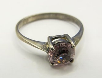 Sterling Ring With Light Pink Round Stone 1.50g  Size 6.5