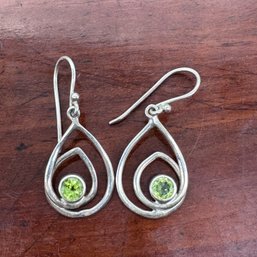 Peridot & Sterling Dangle Earrings - 3.23 Grams