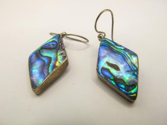 Diamond Sterling Earrings With Oil Spill Inlay 5.79g