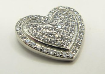 Sterling Heart Pendant With Rhinestones 1.72g