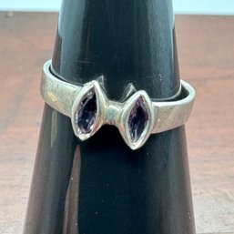 Marquise Amethyst Sterling Band - 1.37 Grams