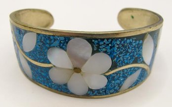 ALPACA Cuff Bracelet With Light Blue Floral Motif  17.95