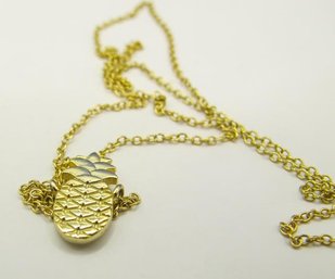 Sterling Gold Toned Necklace With Pineapple Pendant 1.74g