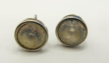Clear Rhinestone Stud Earrings  In Sterling Setting 1.78g