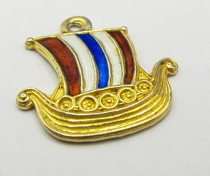 Sterling Boat Charm With Colorful Sail 1.41g