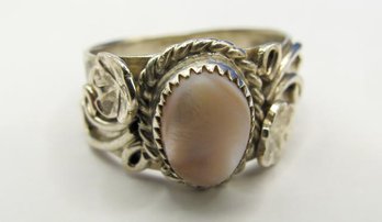 Embellished Sterling Ring With Pink Stone 3.16g  Size 5