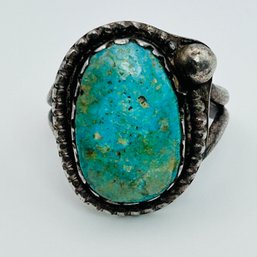 Turquoise Sterling Silver Statement Ring Size 5, 6.19 G