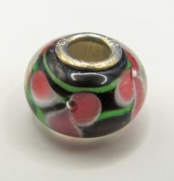 Sterling And Glass Floral Charm Bead 3.17g