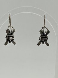 Sterling Barbed Wire Design Dangle Earrings 4.90g