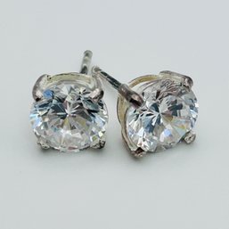 Rhinestone Sterling Silver Clear Studs 2.47 G