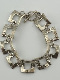 Modern Sterling Hammered Square Link Bracelet 25.8 5g.    7