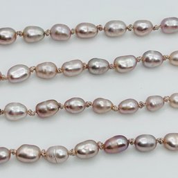 Sterling Silver Pink Baroque Pearl Necklace 9.68 G