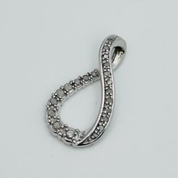 Diamond Sterling Silver Infinity Pendant 2.08 G