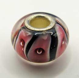 Sterling And Glass Bead With Modern Artwork 3.11g