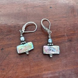 Abalone Sterling Dangle Earrings - 3.47 Grams