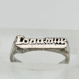 OG China, Sterling Silver Name Ring LONAMAE Size 8, 2.49 G