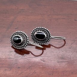 Black Onyx Sterling Drop Earrings - 5.57 Grams