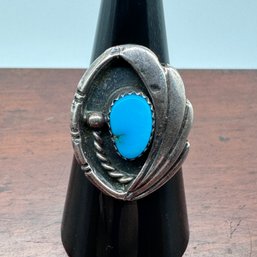 Native American Turquoise Sterling Ring - 5.42 Grams - Size 7.75