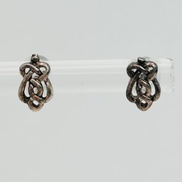 Sterling Silver Pushback Knotted Earrings .65 G