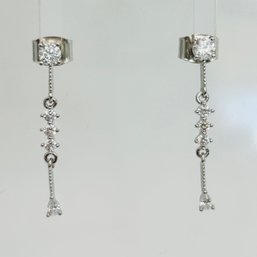 Rhinestones Sterling Silver Straight Earrings 1.16 G