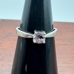 Simple Elegance - Pale Amethyst Solitaire Ring - Sterling - 1.60 Grams - About Size 8.25