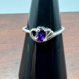 Deep Purple Crystal Ring - Sterling - 1.89 Grams - Size 8