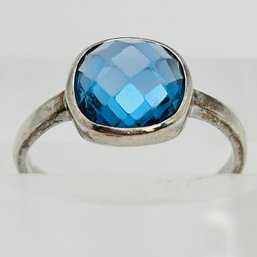 Blue Spinel Sterling Silver Statement Ring Size 8, 2.53 G